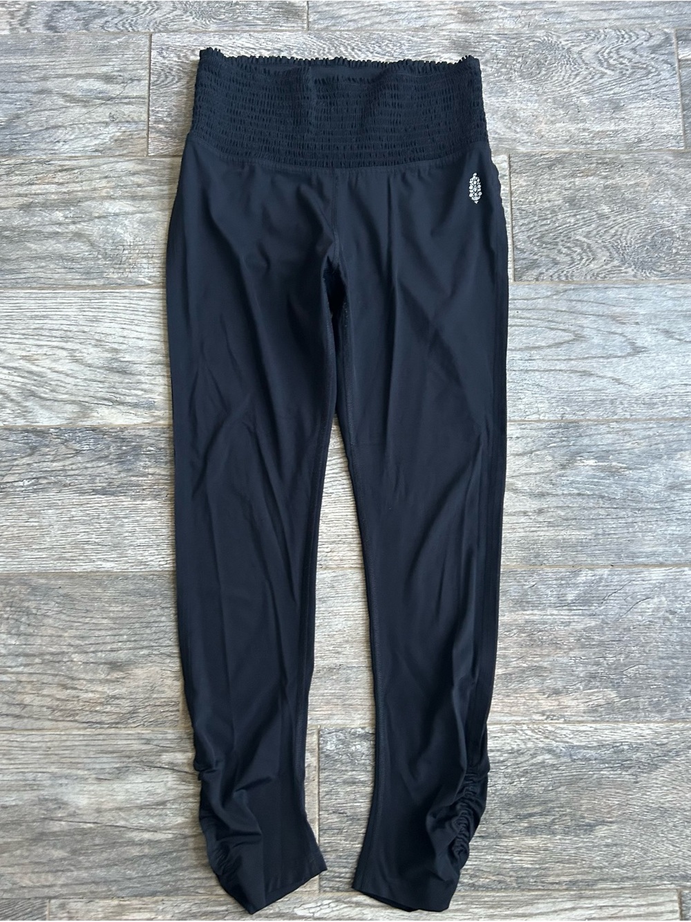 FP Movement by Free People Black Smocked-Waist Leggings